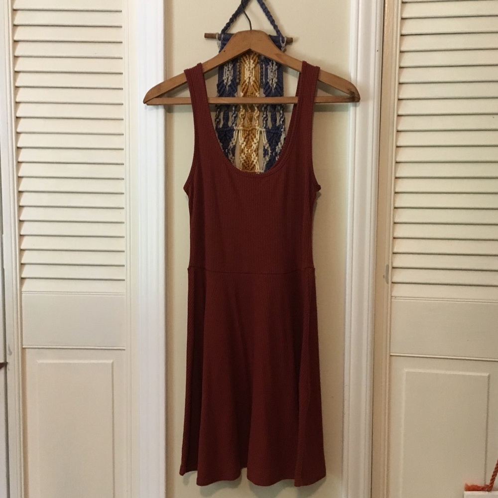 Ribbed rust colored dress